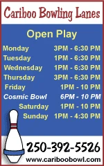 5 Pin Bowling Centre located in Williams Lake BC, click now to visit the Cariboo Bowl website. 5 Pin Bowling Centre located in Williams Lake BC, click now to visit the Cariboo Bowl website.